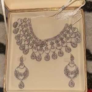 Elegant Silver and Pink Jewelry Set